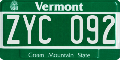 VT license plate ZYC092