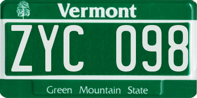 VT license plate ZYC098