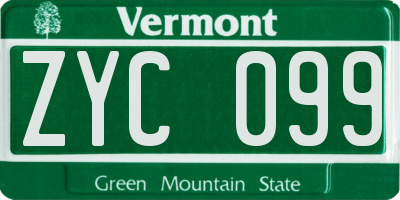 VT license plate ZYC099