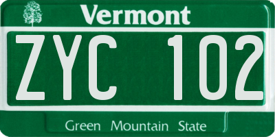 VT license plate ZYC102