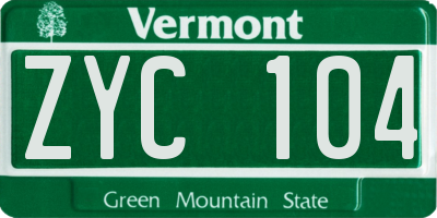 VT license plate ZYC104