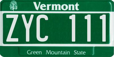 VT license plate ZYC111
