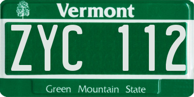 VT license plate ZYC112