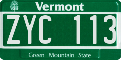 VT license plate ZYC113