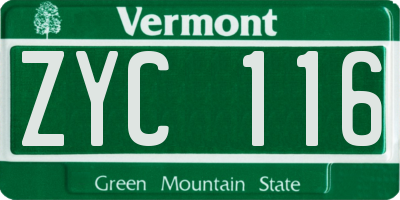 VT license plate ZYC116