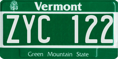 VT license plate ZYC122