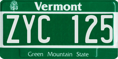 VT license plate ZYC125