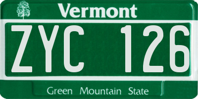 VT license plate ZYC126