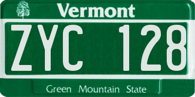 VT license plate ZYC128