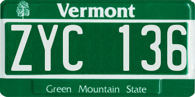 VT license plate ZYC136