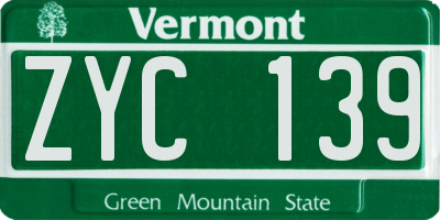 VT license plate ZYC139