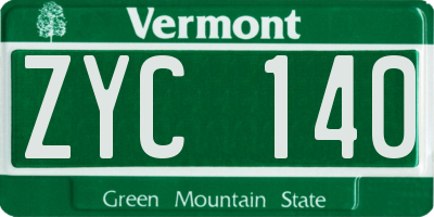 VT license plate ZYC140