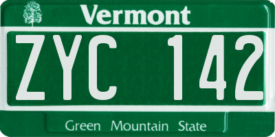 VT license plate ZYC142