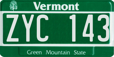 VT license plate ZYC143