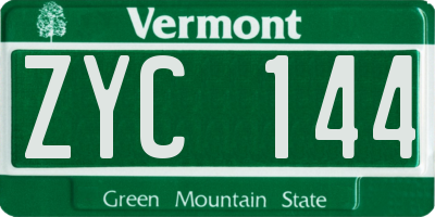 VT license plate ZYC144