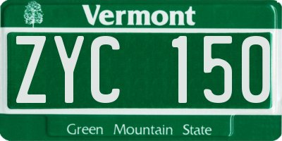 VT license plate ZYC150
