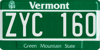 VT license plate ZYC160