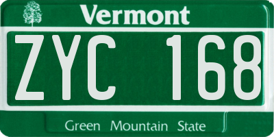 VT license plate ZYC168
