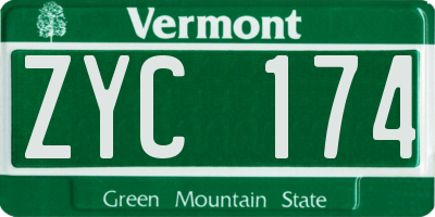 VT license plate ZYC174