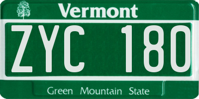 VT license plate ZYC180