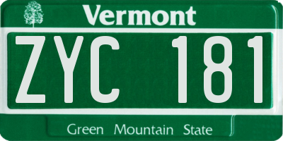 VT license plate ZYC181