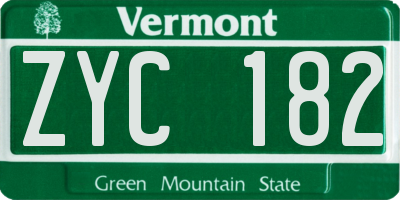 VT license plate ZYC182