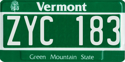 VT license plate ZYC183