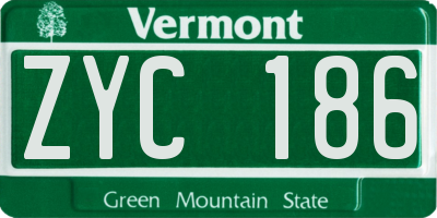 VT license plate ZYC186