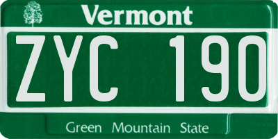 VT license plate ZYC190