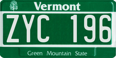 VT license plate ZYC196