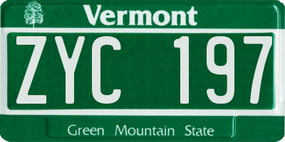 VT license plate ZYC197