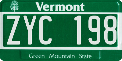 VT license plate ZYC198