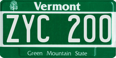 VT license plate ZYC200
