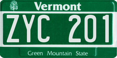VT license plate ZYC201