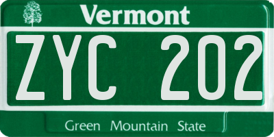 VT license plate ZYC202
