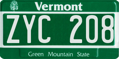 VT license plate ZYC208