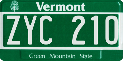VT license plate ZYC210