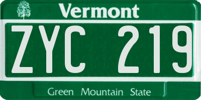 VT license plate ZYC219