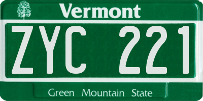 VT license plate ZYC221