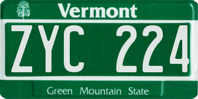 VT license plate ZYC224