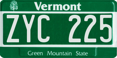 VT license plate ZYC225