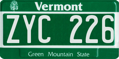 VT license plate ZYC226