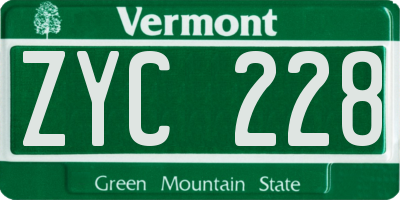 VT license plate ZYC228