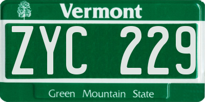 VT license plate ZYC229