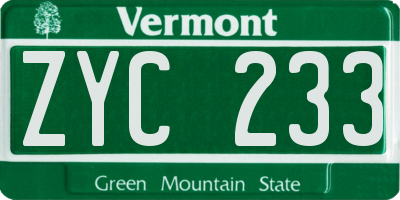 VT license plate ZYC233