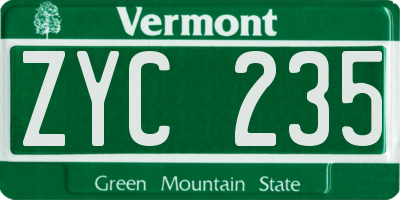 VT license plate ZYC235