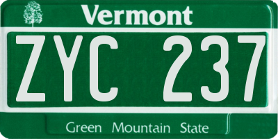 VT license plate ZYC237