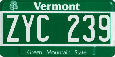 VT license plate ZYC239