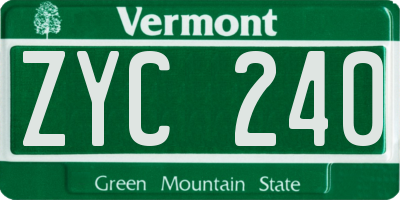 VT license plate ZYC240