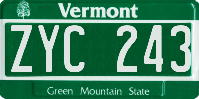 VT license plate ZYC243